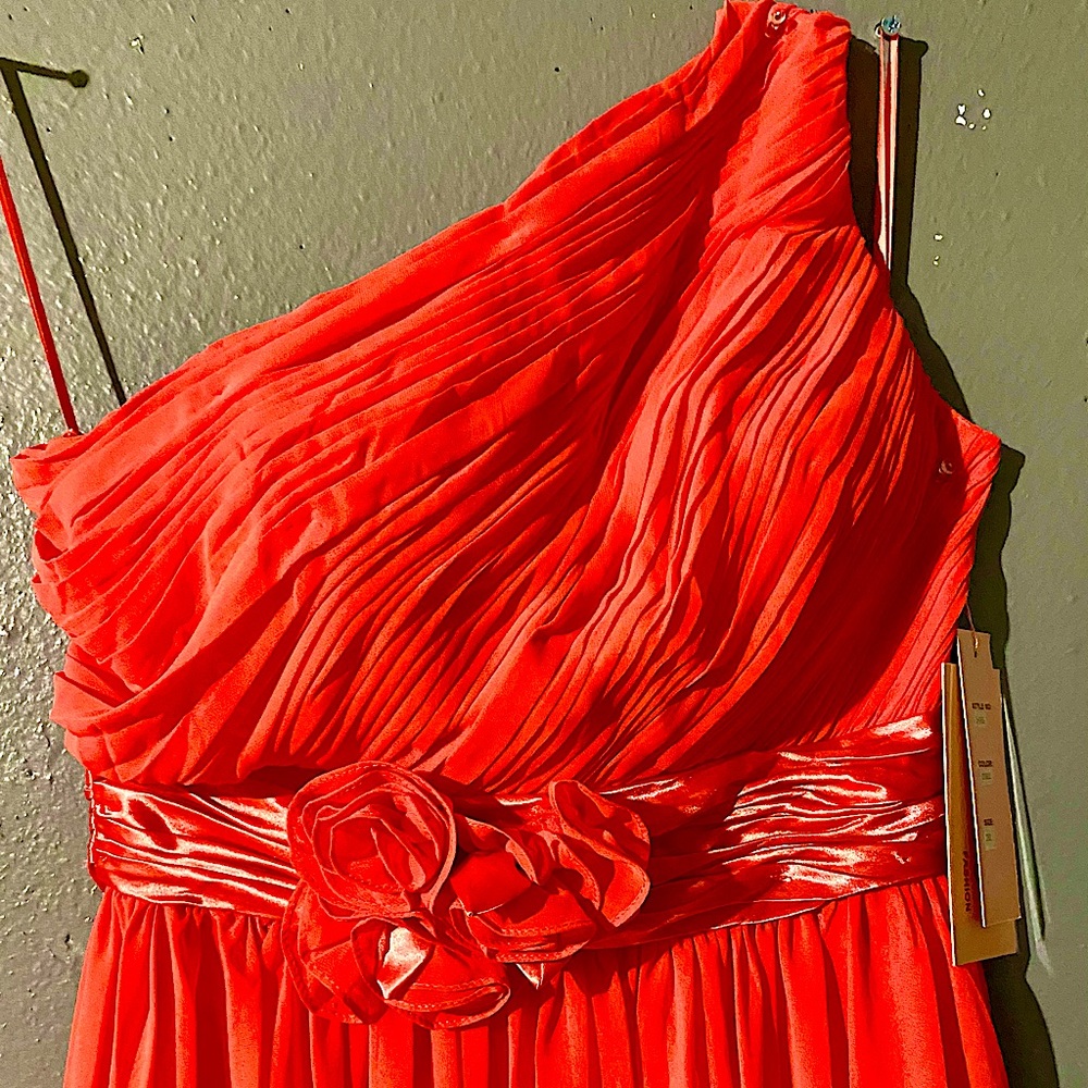 Coral one shoulder dresses